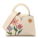LV X YK Taurillon Inlaid Kusama Flowers BB Capucines Quartz