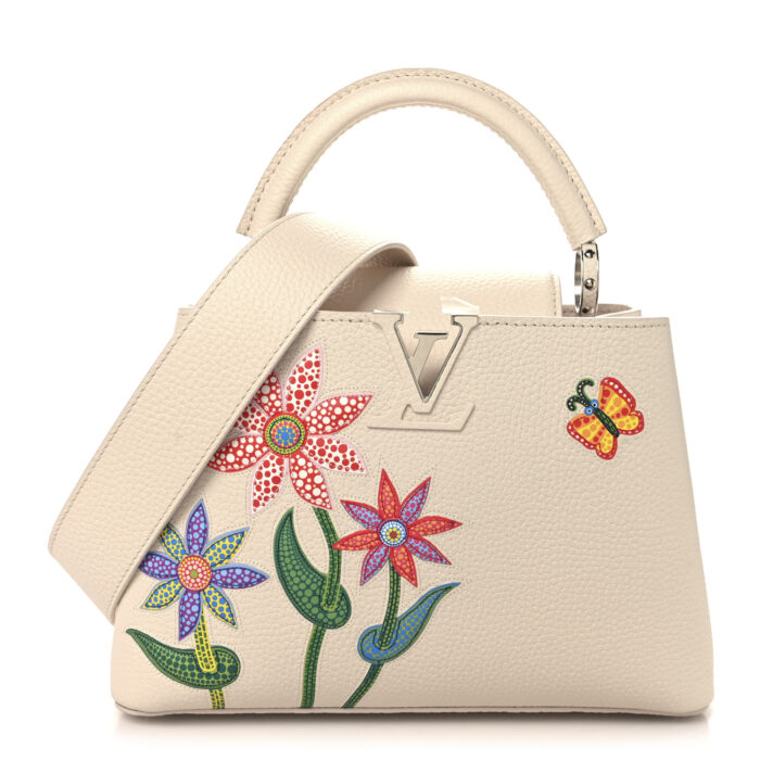 LV X YK Taurillon Inlaid Kusama Flowers BB Capucines Quartz - Image 1