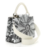 LV X YK Taurillon Psychedelic Capucines MM Black White - Image 3