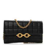 Lambskin Carre Quilted Le Maillon Wallet On Chain Black