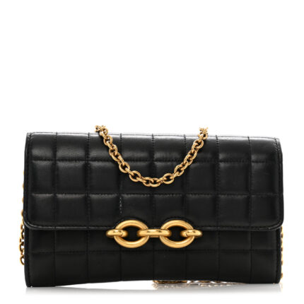 Lambskin Carre Quilted Le Maillon Wallet On Chain Black