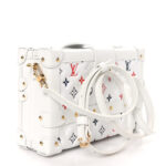 Lambskin Embossed Monogram Petite Malle Red White Blue - Image 3