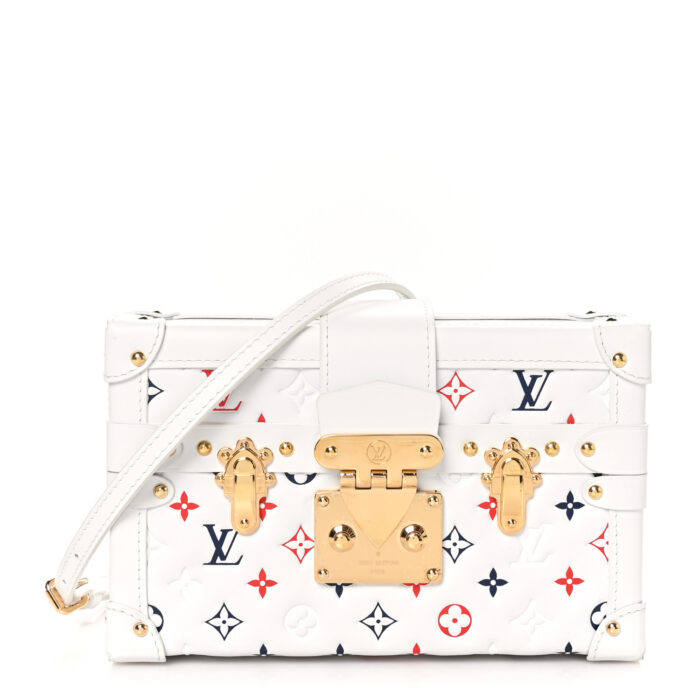 Lambskin Embossed Monogram Petite Malle Red White Blue - Image 1