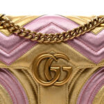 Metallic Calfskin Matelasse Mini GG Marmont Shoulder Bag Gold Pink - Image 8