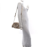Metallic Sakai Be Green Calfskin Diagonal Stitched Small Blondie Shoulder Bag Golden Beige - Image 2