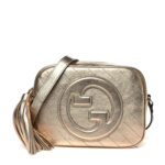 Metallic Sakai Be Green Calfskin Diagonal Stitched Small Blondie Shoulder Bag Golden Beige