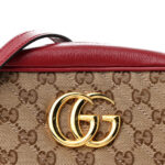 Monogram Azalea Calfskin Matelasse Diagonal Small GG Marmont Chain Shoulder Bag Beige Ebony New Cherry Red - Image 10