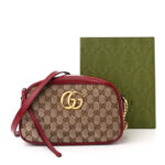 Monogram Azalea Calfskin Matelasse Diagonal Small GG Marmont Chain Shoulder Bag Beige Ebony New Cherry Red - Image 4