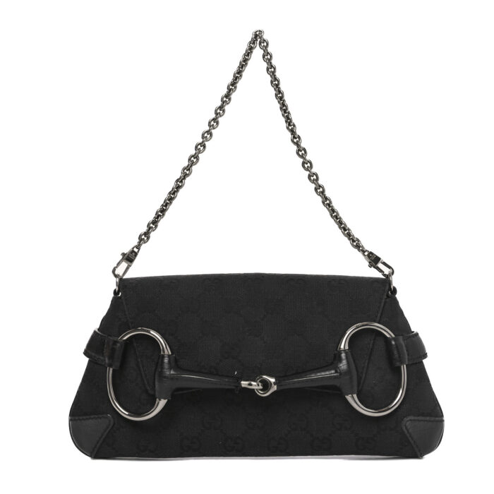 Monogram Horsebit Chain Clutch Black - Image 1