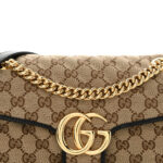 Monogram Matelasse Diagonal Small GG Marmont Shoulder Bag Beige Black - Image 8