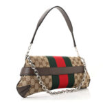 Monogram Textured Dollar Calfskin Heavy Grosgrain Web Medium Maxi Horsebit Chain Shoulder Bag Beige Ebony New Acero - Image 3