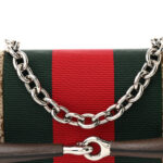 Monogram Textured Dollar Calfskin Heavy Grosgrain Web Medium Maxi Horsebit Chain Shoulder Bag Beige Ebony New Acero - Image 8