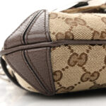 Monogram Textured Dollar Calfskin Heavy Grosgrain Web Medium Maxi Horsebit Chain Shoulder Bag Beige Ebony New Acero - Image 9