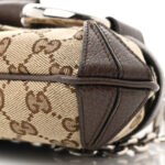 Monogram Textured Dollar Calfskin Heavy Grosgrain Web Medium Maxi Horsebit Chain Shoulder Bag Beige Ebony New Acero - Image 10