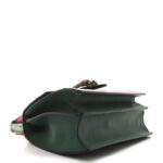 Moon Calfskin Web Medium Dionysus Bamboo Top Handle Bag Emerald Blue Hibiscus Red - Image 4