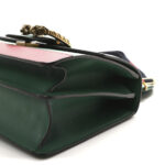 Moon Calfskin Web Medium Dionysus Bamboo Top Handle Bag Emerald Blue Hibiscus Red - Image 10