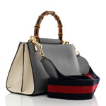 Nappa Bamboo Web Mini Nymphaea Top Handle Bag Deep Grey Mystic White - Image 3