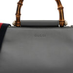 Nappa Bamboo Web Mini Nymphaea Top Handle Bag Deep Grey Mystic White - Image 11