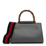 Nappa Bamboo Web Mini Nymphaea Top Handle Bag Deep Grey Mystic White