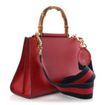 Nappa Bamboo Web Small Nymphaea Top Handle Bag Hibiscus Red - Image 3