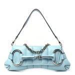Nappa Vertical Matelasse Medium Maxi Horsebit Chain Shoulder Bag Crystal Snow