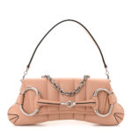 Nappa Vertical Matelasse Medium Maxi Horsebit Chain Shoulder Bag Rose Beige - Image 12