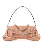 Nappa Vertical Matelasse Medium Maxi Horsebit Chain Shoulder Bag Rose Beige