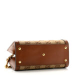 New Canvas Charisma Calfskin Crystal GG Monogram Mini Diana Tote Bag Camel Ebony - Image 4
