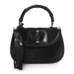 Pony Hair New Bamboo Medium Top Handle Bag Black - Image 12