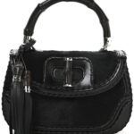 Pony Hair New Bamboo Medium Top Handle Bag Black - Image 8