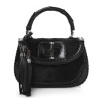 Pony Hair New Bamboo Medium Top Handle Bag Black