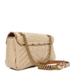 Raffia Elaphe Matelasse Small GG Marmont Shoulder Bag Natural Cream Brown - Image 3