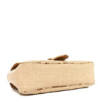 Raffia Elaphe Matelasse Small GG Marmont Shoulder Bag Natural Cream Brown - Image 4