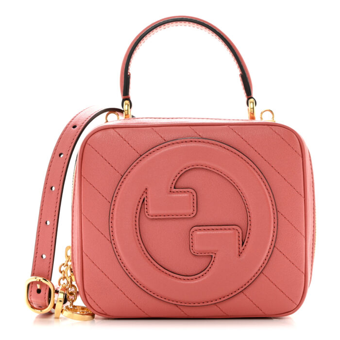 Sakai Be Green Calfskin Diagonal Stitched Blondie Top Handle Bag Pink - Image 1
