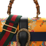 Satin Calfskin Bamboo Web Tokyo Print Medium Dionysus Top Handle Bag Giallo Multicolor Blue Agata Hibiscus Red - Image 8