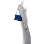 Smooth Calfskin Suede Monogram Cassandra Clasp Bag Bleu Saphir - Image 2