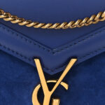 Smooth Calfskin Suede Monogram Cassandra Clasp Bag Bleu Saphir - Image 8