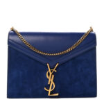 Smooth Calfskin Suede Monogram Cassandra Clasp Bag Bleu Saphir