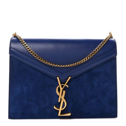 Smooth Calfskin Suede Monogram Cassandra Clasp Bag Bleu Saphir