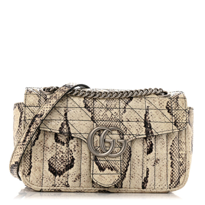 Snakeskin Matelasse Aria Small GG Marmont Shoulder Bag Roccia - Image 1