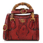 Snakeskin Mini Diana Tote Bag Red