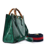 Snakeskin Small Diana Tote Bag Green - Image 3