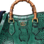 Snakeskin Small Diana Tote Bag Green - Image 7