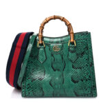 Snakeskin Small Diana Tote Bag Green