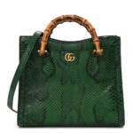 Snakeskin Small Diana Tote Green Black - Image 11