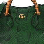 Snakeskin Small Diana Tote Green Black - Image 8