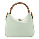 Softy Wonka Textured Dollar Calfskin Small Diana Shoulder Bag Pale Green - Image 11