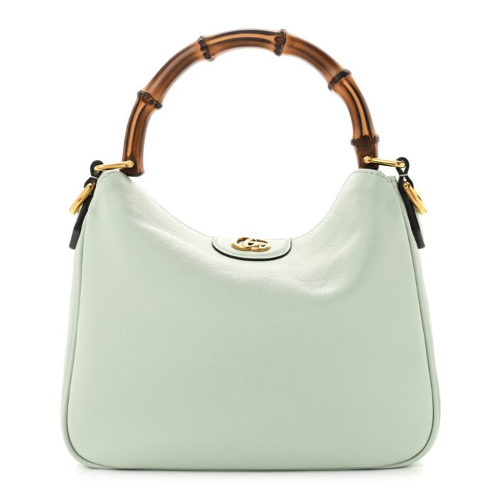 Softy Wonka Textured Dollar Calfskin Small Diana Shoulder Bag Pale Green - Image 1