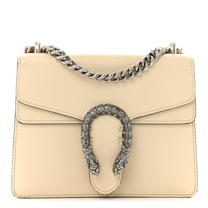 Textured Calfskin Crystal Mini Dionysus Shoulder Bag Mystic White - Image 1