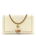 Textured Dollar Calfskin Mini Diana Chain Bag White - Image 5